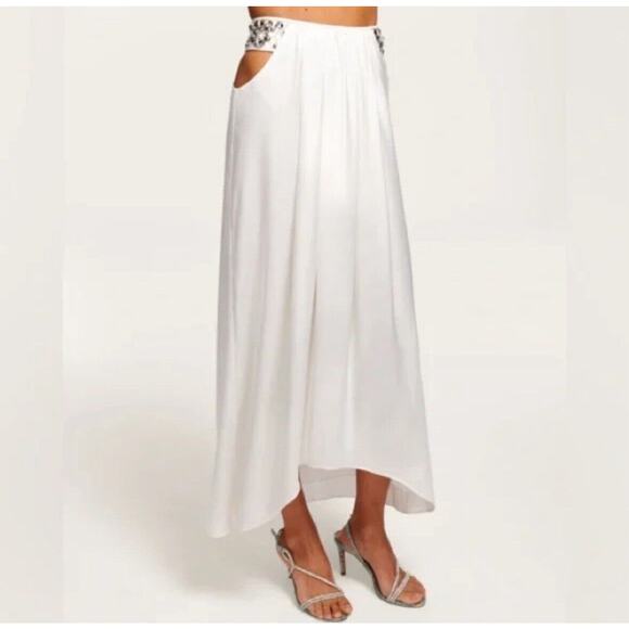 NWT Ramy Brook Ivory Embellished Cutout Waist Skirt Sz 0 Retail $575 - Picture 1 of 13